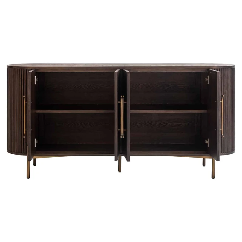 Sideboard braun, Anrichte braun Holz-Metall, Sideboard Bronze-braun, Breite 180 cm