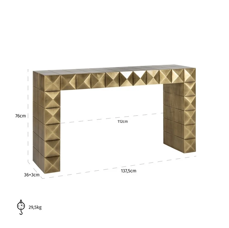Konsole Bronze-Gold, Wandtisch Gold, Ablagetisch Gold, Breite 137 cm