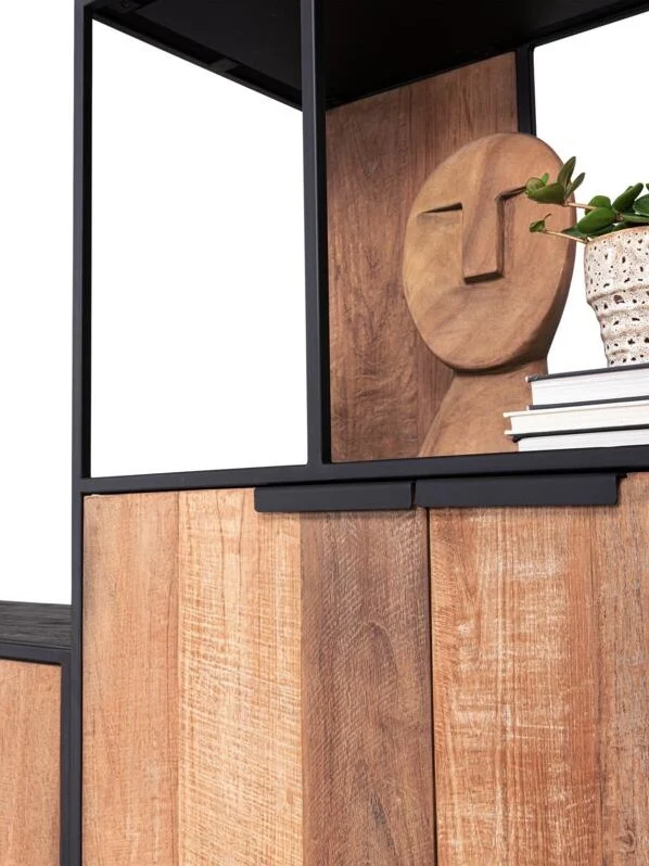 TV Schrank schwarz Naturholz, Fernseheschrank Holz Naturholz, TV Konsole mit Schubladen, Breite 180 cm
