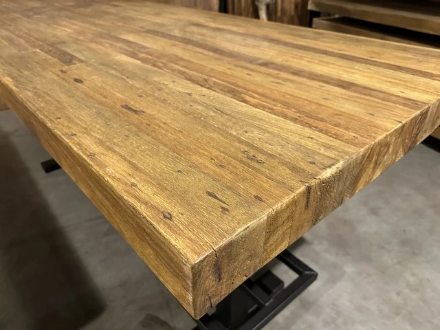 Bartisch Massivholz, Bartisch Metallgestell Tischplatte, Breite 220 cm