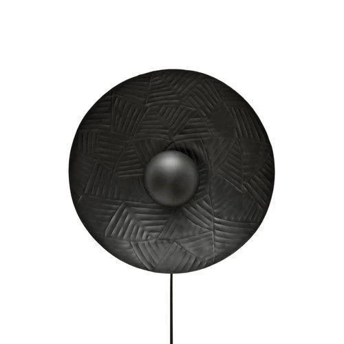 Wandlampe Durchmesser 35 cm, schwarz, Metall, Wandleuchte