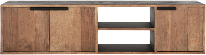 Hängeschrank TV Schrank schwarz Naturholz, Fernseheschrank Holz Naturholz, Breite 165 cm