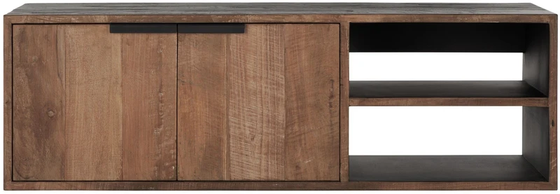 Hängeschrank TV Schrank schwarz Naturholz, Fernseheschrank Holz Naturholz, Breite 125 cm