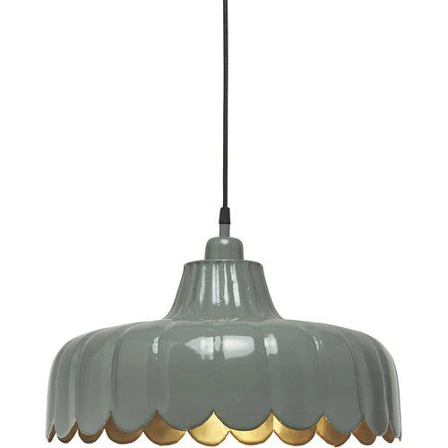 Hängelampe Metall, Pendelleuchte Grün/Gold, Durchmesser 43 cm