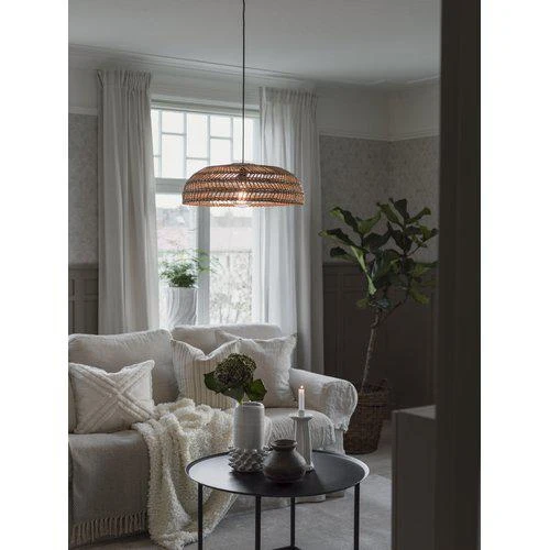 Hängelampe natürliches Rattan, Pendelleuchte Beige, Durchmesser 46 cm