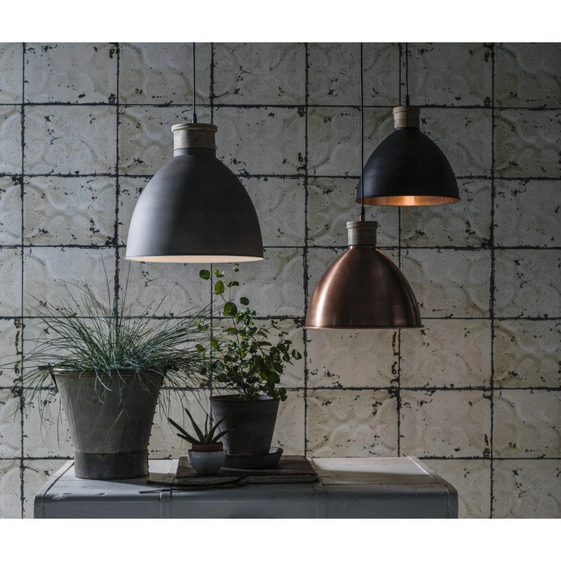 Hängelampe Zement Grau, Pendelleuchte Zement Grau, Durchmesser 42 cm
