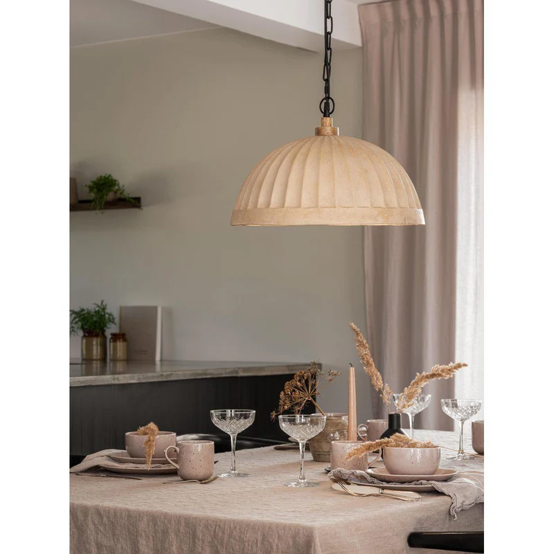 Hängelampe Haley Beige ,Pendelleuchte Beige, Durchmesser 43 cm