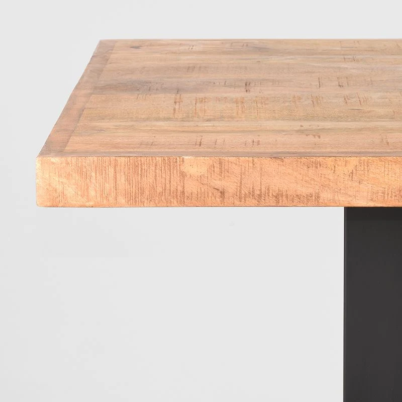 Bartisch Naturholz massiv, Bartisch Metall-Gestell schwarz, Höhe 108 cm