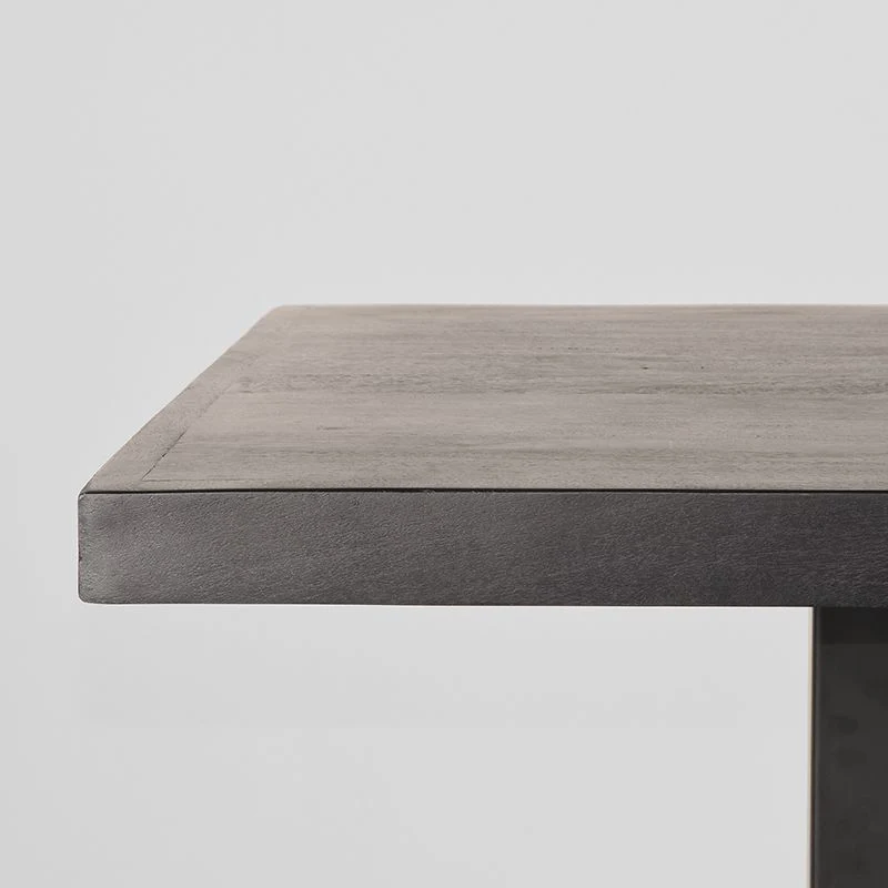 Bartisch schwarz Holz massiv, Bartisch Metall-Gestell schwarz, Höhe 108 cm