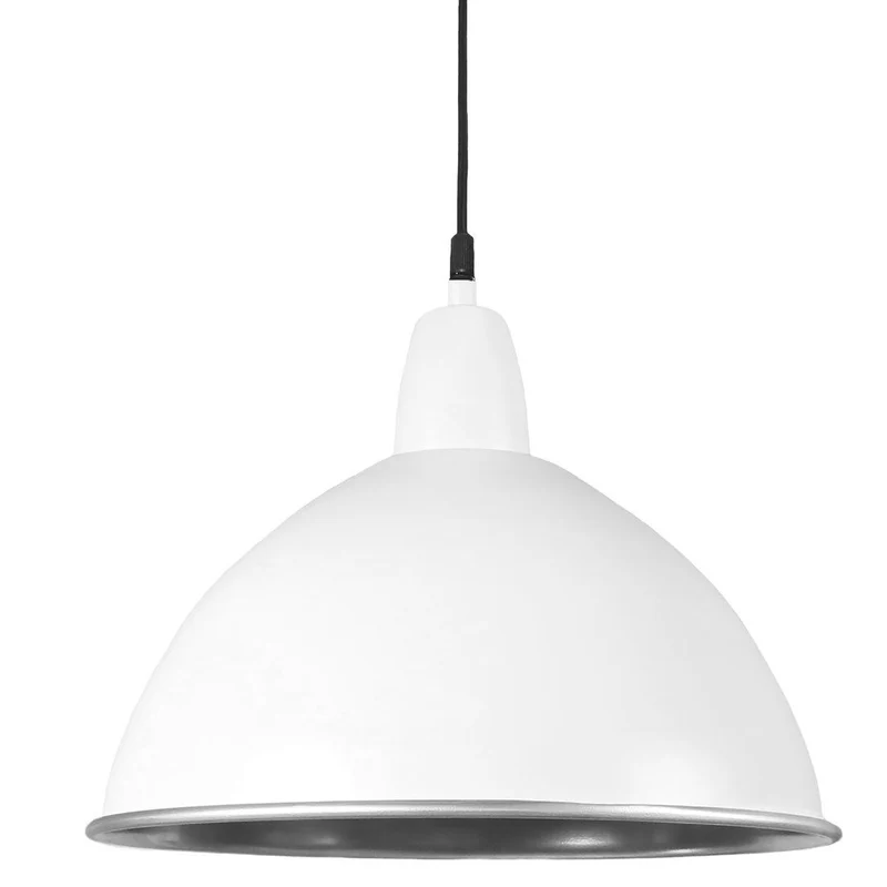 Hängelampe Metall, Pendelleuchte Weiß/Silber, Durchmesser 47 cm