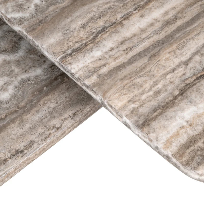 Couchtisch beige-grau, 2er Set Couchtisch Travertin-Marmor beige, Maße 80x80 cm