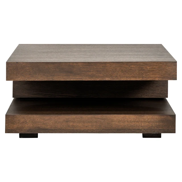 Couchtisch braun Eiche furniert, Kaffeetisch braun Eiche furniert, Couchtisch quadratisch braun, Breite 90 cm