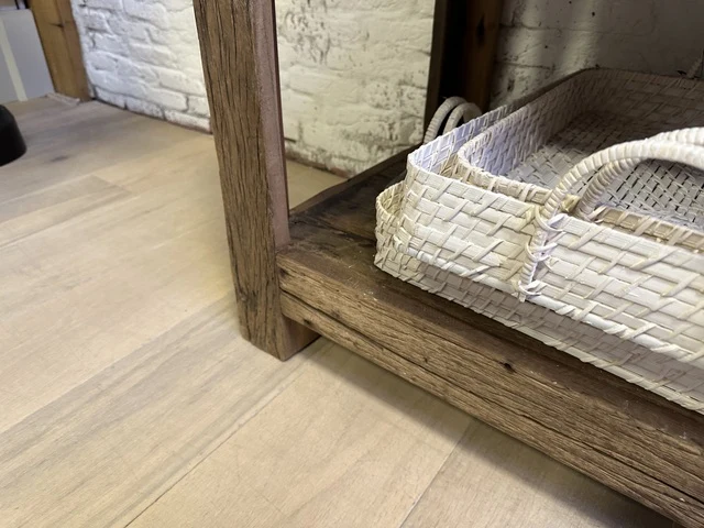 Anrichte Altholz mit Marmorplatte, Konsole Marmor-Altholz, Breite 132cm