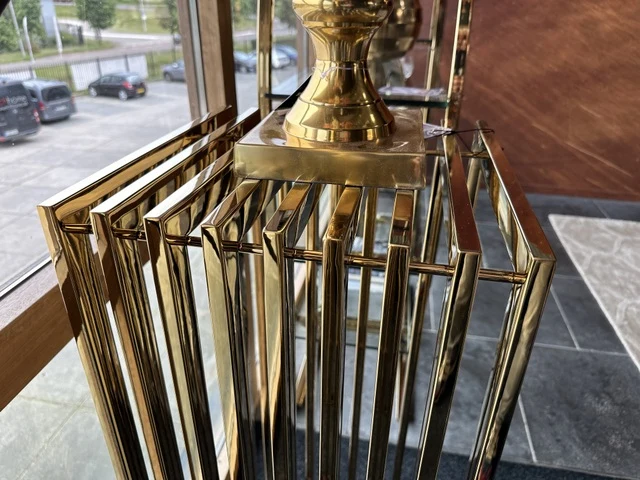 Metall Säule Gold, Dekosäule Metall Gold, Pflanzensäule Gold Metall, Höhe 120 cm