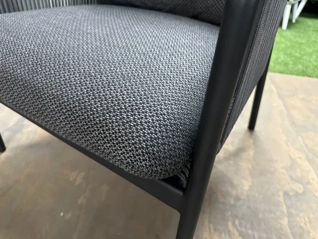 Set 4 teiliges Loungeset schwarz, Gartensofa schwarz-anthrazit, Gartensessel anthrazit, Loungeset anthrazit
