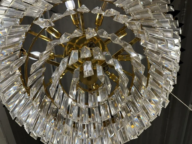 Kronleuchter rund Gold, Kornleuchter Gold-Metall-Glas 14 Flammig, Kronleuchter Durchmesser 75 cm