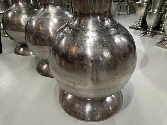 Bodenvase Silber, Bodenvase Metall groß, Vase Silber, Höhe 162 cm