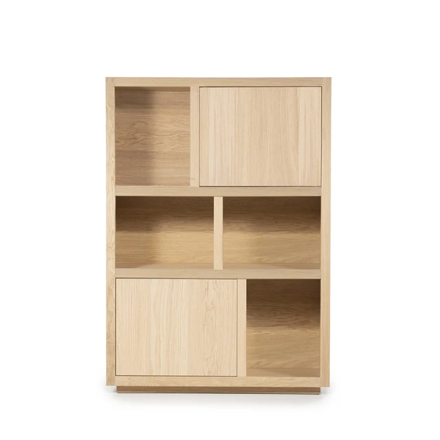 Higboard Farbe Naturholz, Schrank Naturholz mit zwei Türen, Bücherregal Eiche furniert, Höhe 170 cm