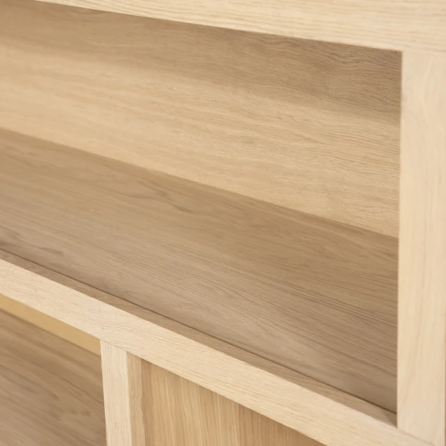 Higboard Farbe Naturholz, Schrank Naturholz mit zwei Türen, Bücherregal Eiche furniert, Höhe 170 cm