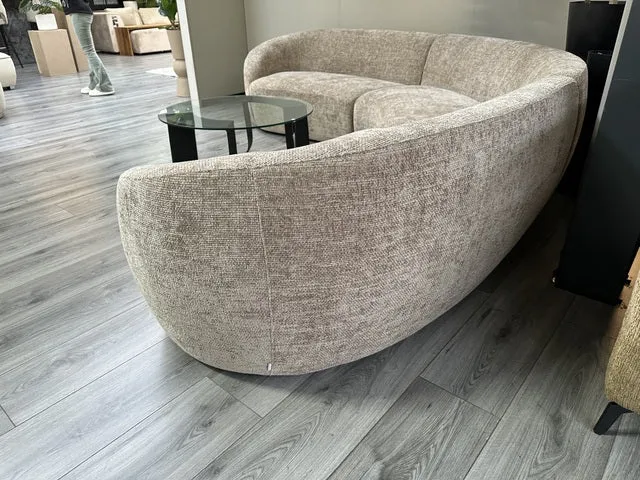 Rundes Sofa beige, Ecksofa abgerundet, Sofa L-Form, Breite 192-357 cm