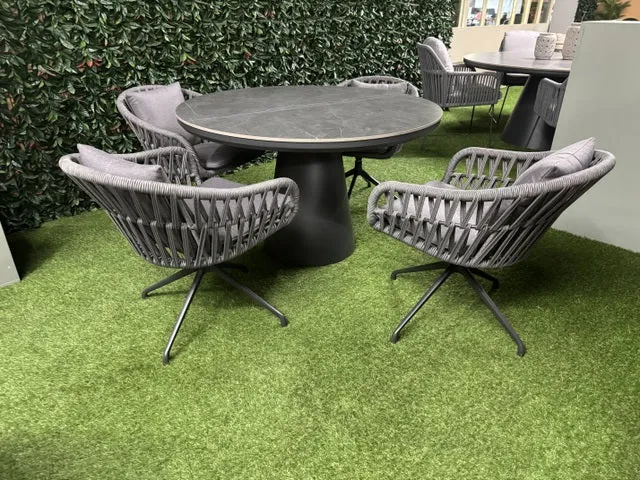 Gartentisch rund anthrazit, runder Esstisch anthrazit-grau, Gartentisch anthrazit rund, Durchmesser 120 cm