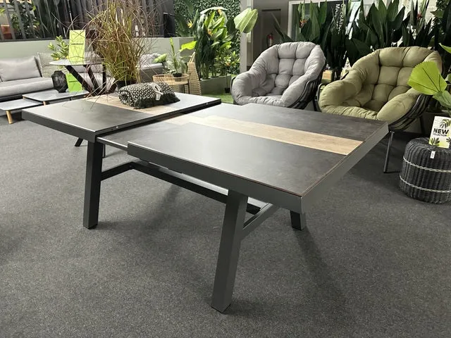 Gartentisch ausziehbar anthrazit, Esstisch anthrazit-grau, Gartentisch anthrazit, Länge 243-303 cm