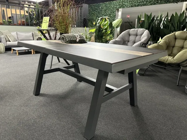 Gartentisch ausziehbar anthrazit, Esstisch anthrazit-grau, Gartentisch anthrazit, Länge 243-303 cm
