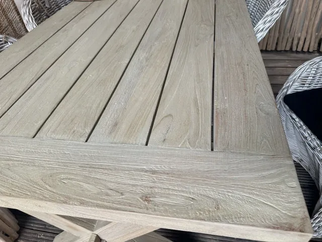 Gartentisch Massivholz, Esstisch Holz für Outdoor geeignet, Länge 220 cm