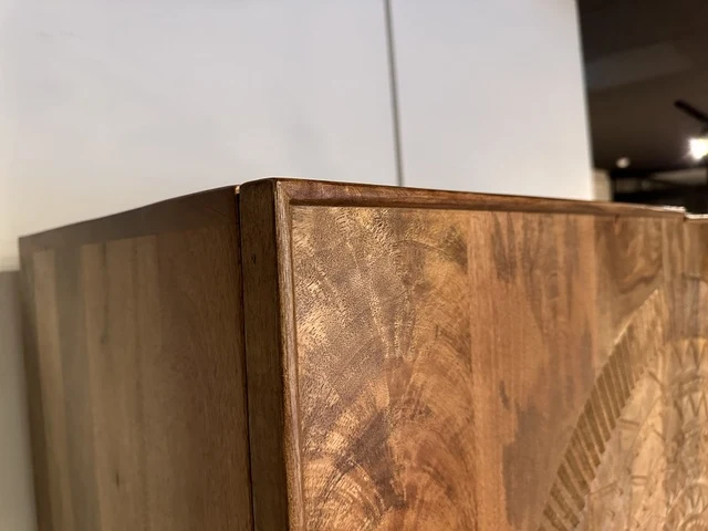 Schrank Highboard Naturbraun, Wohnzimmerschrank Sonne Natur-Farbe, Breite 115 cm