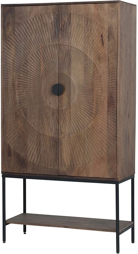 Schrank braun, Wohnzimmerschrank braun-schwarz, Kleiderschrank Naturbraun, Breite 100 cm
