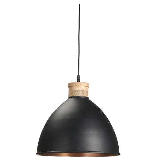 Hängelampe Metall/Mango holz, Pendelleuchte Schwarz , Durchmesser 42 cm