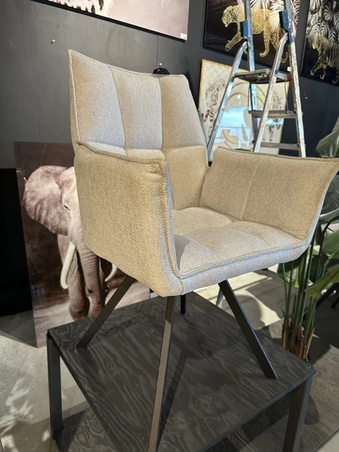Stuhl beige, Stuhl gepolstert grau