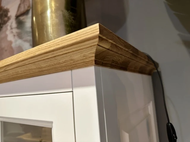 Highboard weiß Landhaus, Schrank weiß Landhaus, Geschirrschrank weiß Landhausstil, Höhe 154 cm