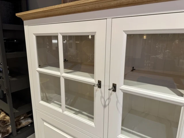 Highboard weiß Landhaus, Schrank weiß Landhaus, Geschirrschrank weiß Landhausstil, Höhe 154 cm