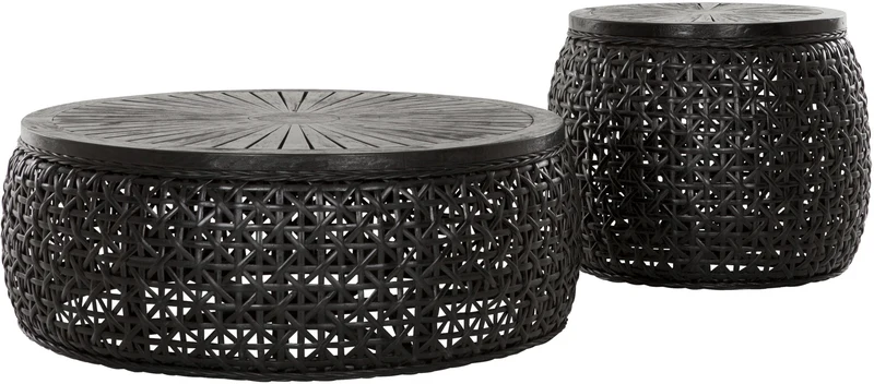 Couchtisch rund schwarz, Kaffeetisch schwarz rund, Durchmesser 100 cm