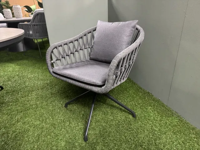 Gartenstuhl grau-anthrazit drehbar, Gartenstuhl gepolstert anthrazit