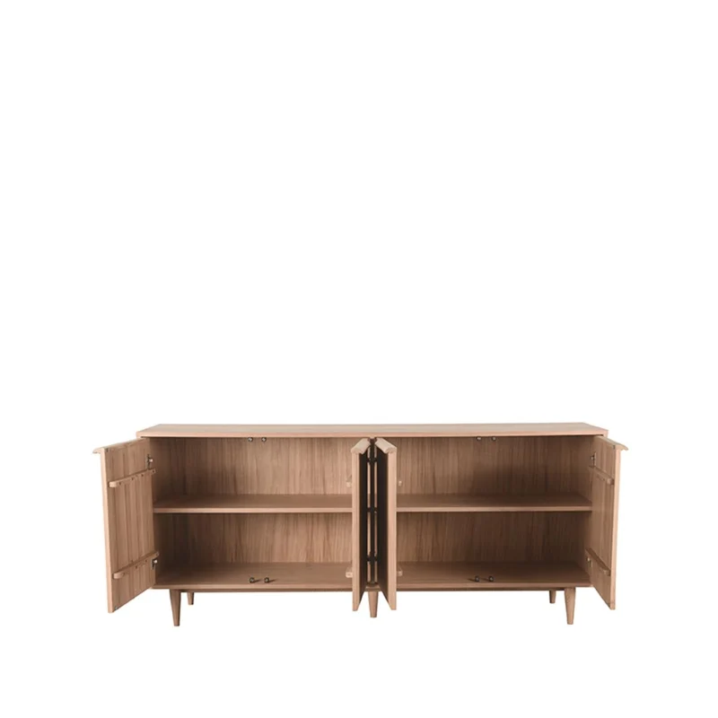 Sideboard Naturholz-Farbe Eiche Massivholz, Anrichte Eiche-Natur Holz, Breite 200 cm