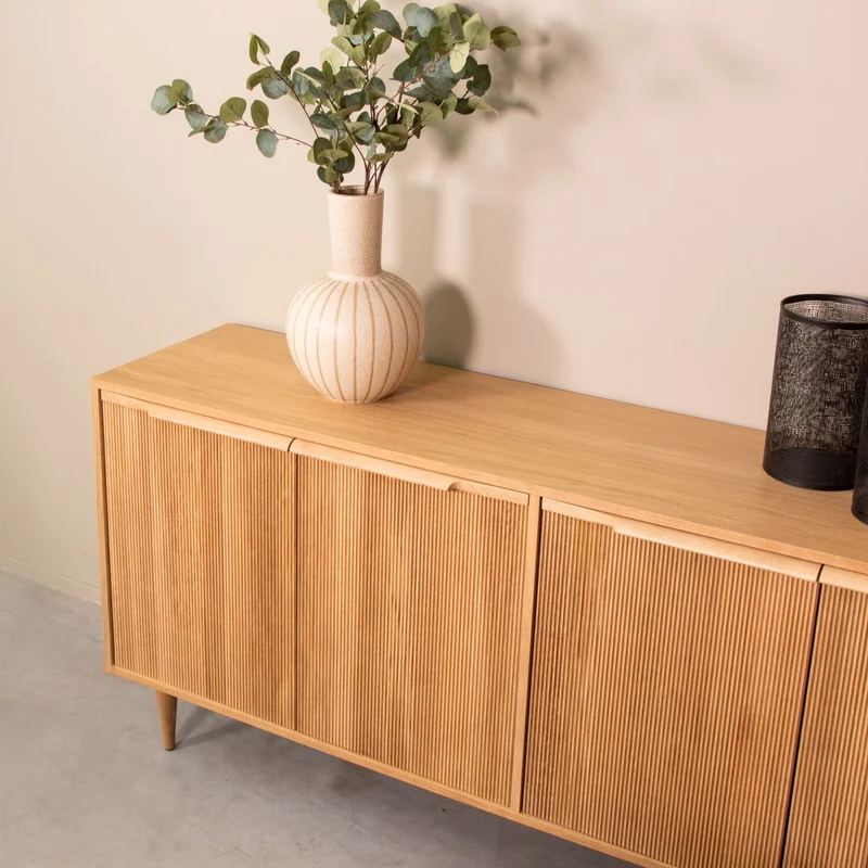 Sideboard Naturholz-Farbe Eiche Massivholz, Anrichte Eiche-Natur Holz, Breite 200 cm