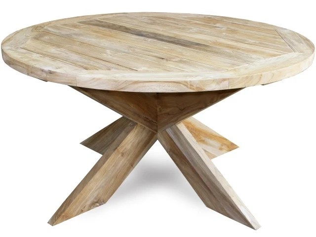 Runder Gartentisch Massivholz, Esstisch rund Holz für Outdoor geeignet, Gartentisch rund Teakholz, Durchmesser 120 cm