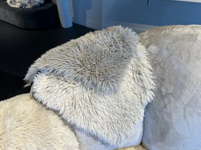 2-3 Sitzer Sofa beige Kunstfell, Sitzsofa beige Plüsch, Breite 238 cm