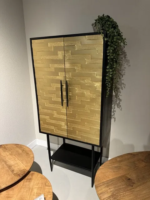 Schrank schwarz, Wohnzimmerschrank Gold-schwarz, Kleiderschrank Gold, Breite 70 cm
