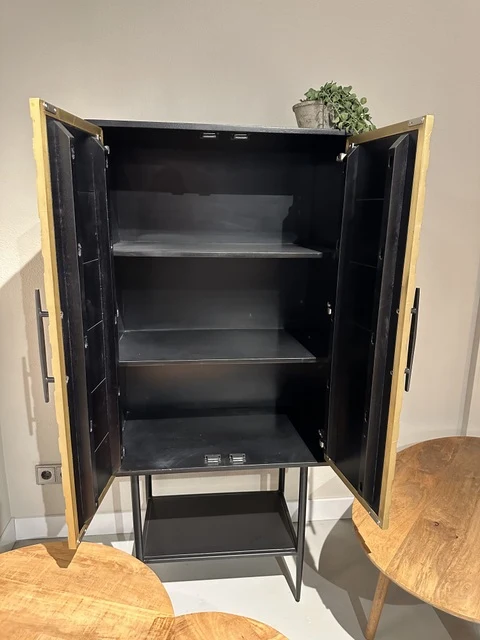 Schrank schwarz, Wohnzimmerschrank Gold-schwarz, Kleiderschrank Gold, Breite 70 cm