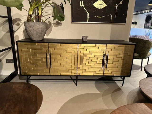 Schrank schwarz, Wohnzimmerschrank Gold-schwarz, Kleiderschrank Gold, Breite 70 cm