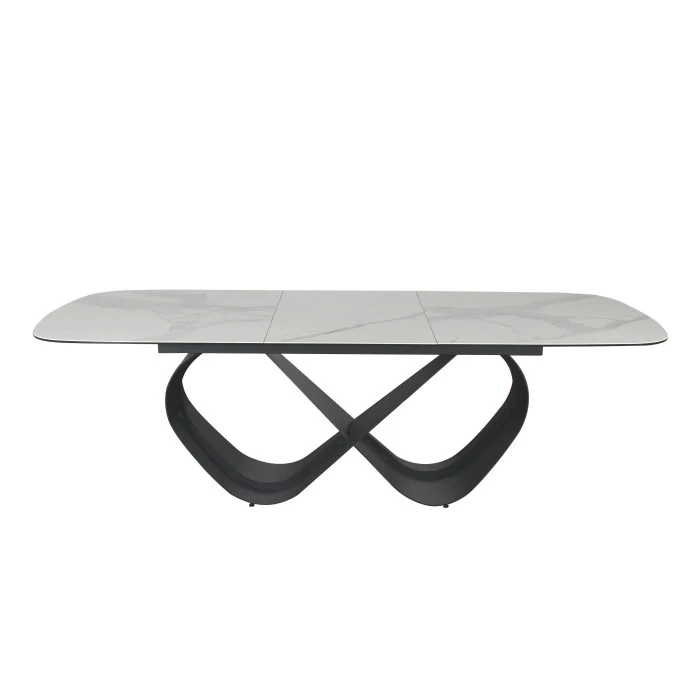 Keramik Esstisch ausziehbar weiß, Esstisch weiß Marmoroptik Keramik Tischplatte, Tisch Keramik ausziehbar, Länge 180-240 cm