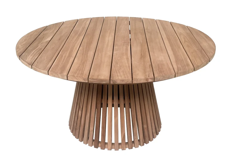 Gartentisch rund Massivholz, runder Esstisch Holz-Gartentisch, Holztisch rund Outdoor, Durchmesser 150 cm