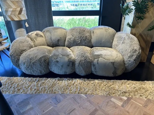 2-3 Sitzer Sofa taupe Kunstfell, Sitzsofa taupe Plüsch, Breite 238 cm