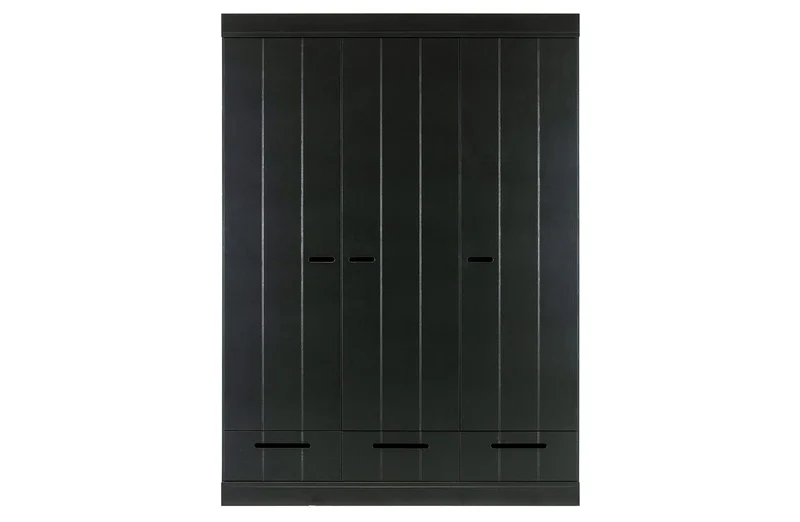 Kleiderschrank schwarz Holz, Schrank schwarz Massivholz, Breite 140 cm