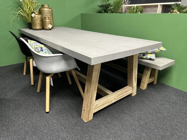 Gartenbank grau Betonoptik, Sitzbank grau, Bank grau Betonoptik grau, Länge 180 cm