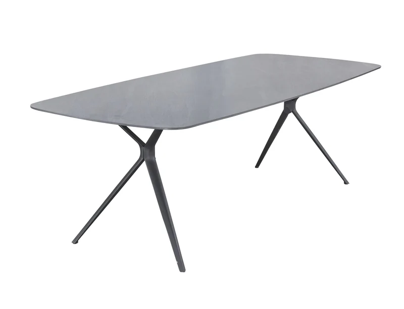 Gartentisch grau mit 6 Stühlen, Esstisch grau mit sechs Gartenstühlen, Garten Set 7 Teilig, Länge 240 cm