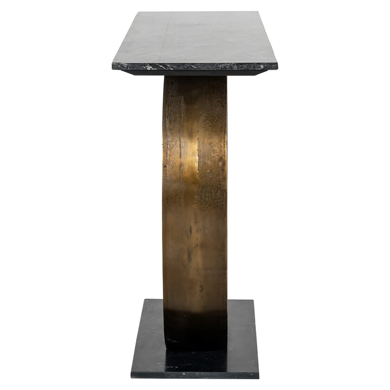 Konsole Gold Marmorstein, Konsolentisch schwarz, Breite 140 cm